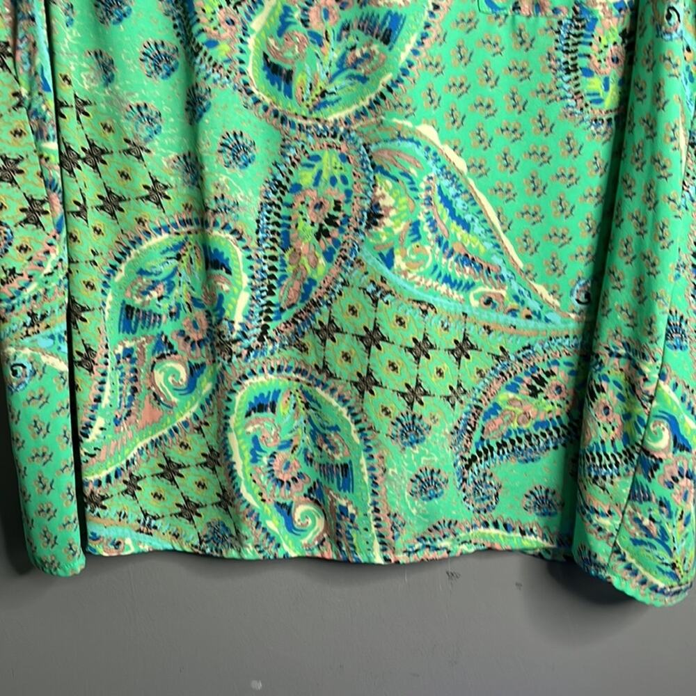 Collective Concepts Green Pink Paisley Print Sleeveless Tunic Plus 2X - Picture 4 of 7